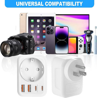 Clomnpe 2 x American Plug Adapter, 5 in 1 US Plug Italian Adapter, USA Travel Adapter with 2 USB A and 2 USB C, USA Adapter for America, Canada, Mexico, Thailand (Type B Plug)
