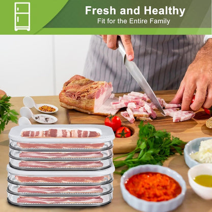 HOMIEST Deli Meat Container for Fridge, Bacon Lunch Meat Container for Refrigerator, Meal Prep Containers, Stackable Food Storage Boxes for Cold Cuts, Salami, Deli, Lunch Meat, BPA Free, 18.6oz