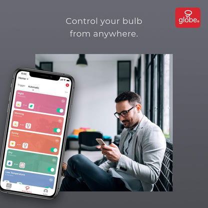 Globe Electric 34869 Wi-Fi Smart 6.5 Watt (50W Equivalent) Multicolor Changing RGB Tunable White LED Light Bulb, No Hub Required, Voice Activated, 2000K - 5000K, Energy Star, PAR20 Shape, E26 Base