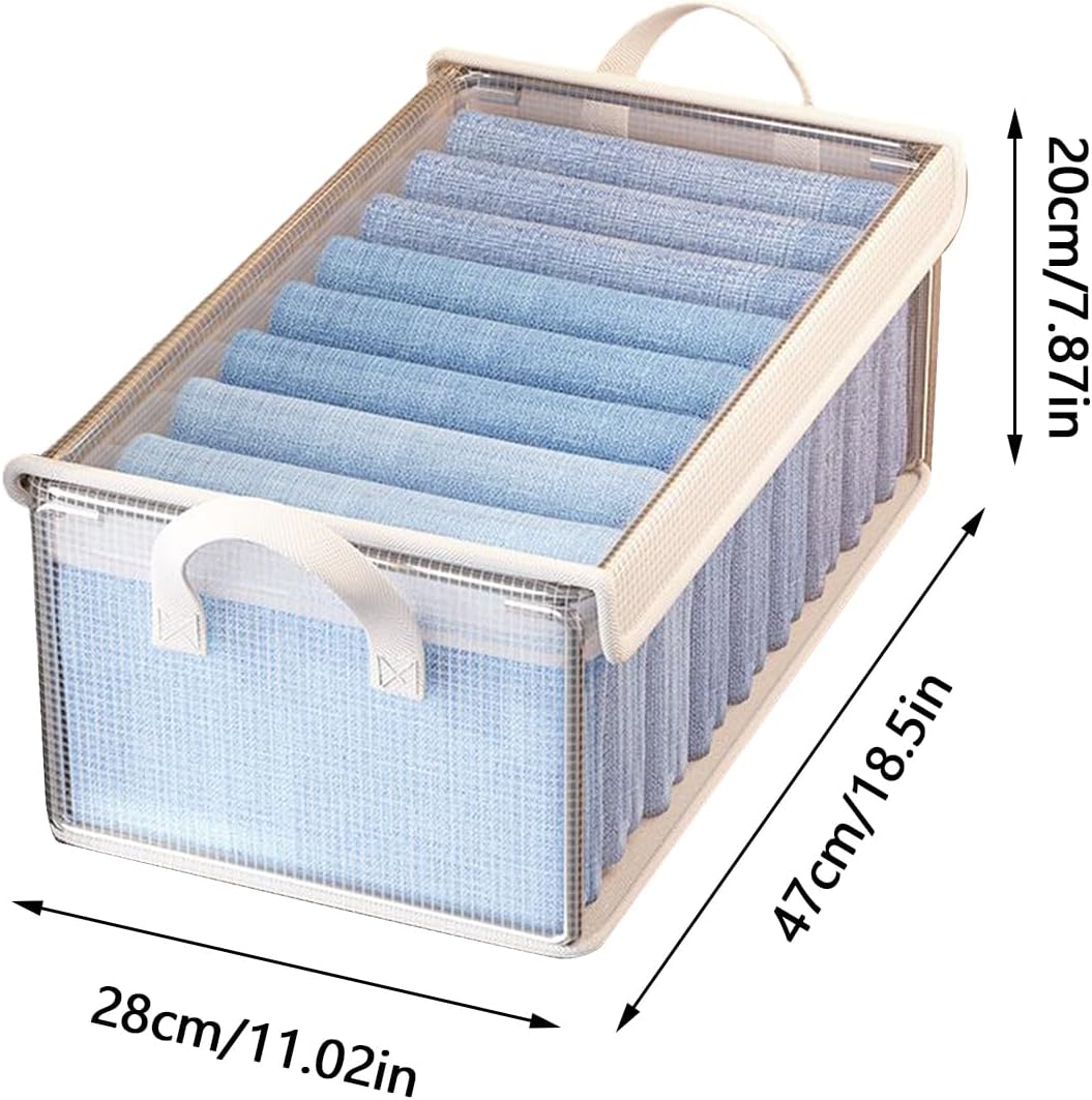 Generico Blanket Organizer, Clear Clothes Storage Organizer, Transparent Stackable Box, Ideal for Laundry Closet, Bedroom and Moving House, 11.81x9.45x6.69 inches