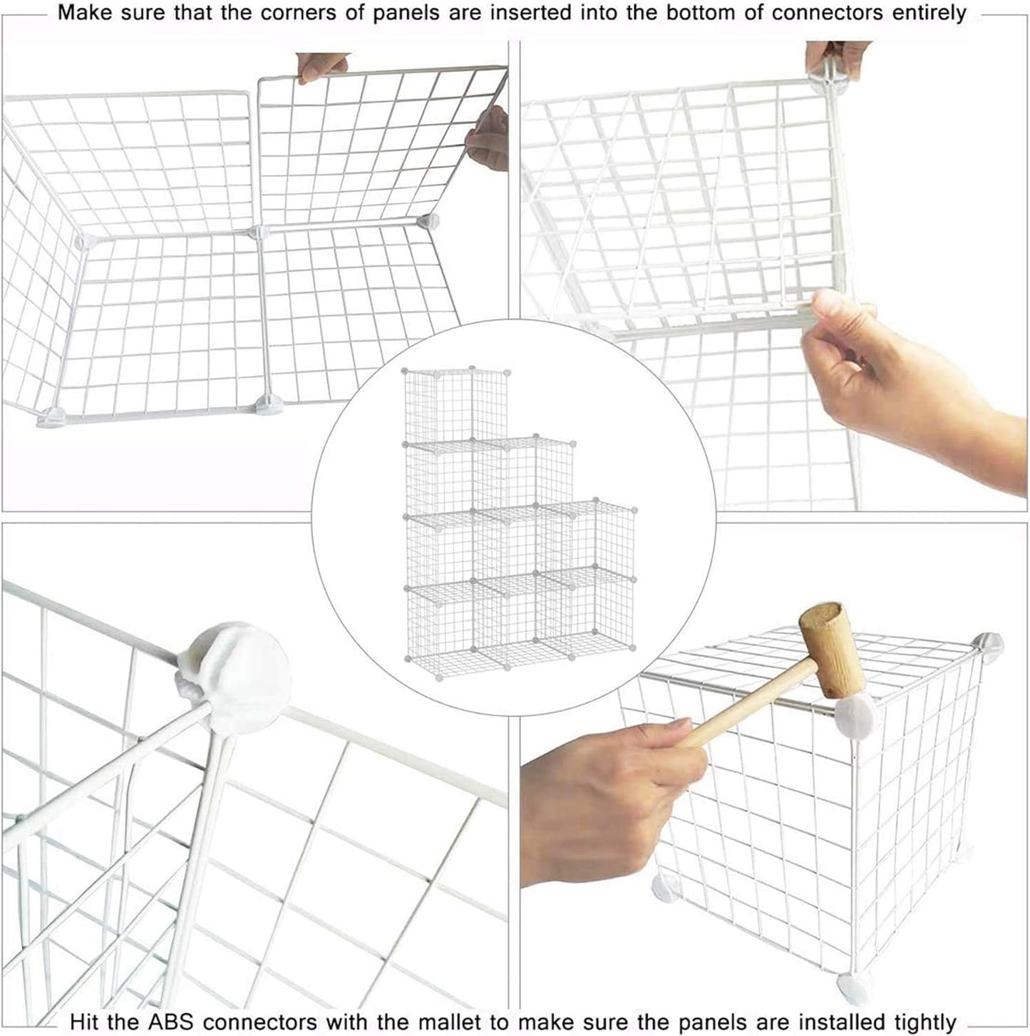 C&AHOME Wire Cube Storage, 9-Cube Storage Organizer, Metal Stackable Storage Bins, Modular Bookshelf, DIY Closet Cabinet Ideal for LivingRoom Bedroom, Home, Office 36.6”L x 12.4”W x 48.4”H White