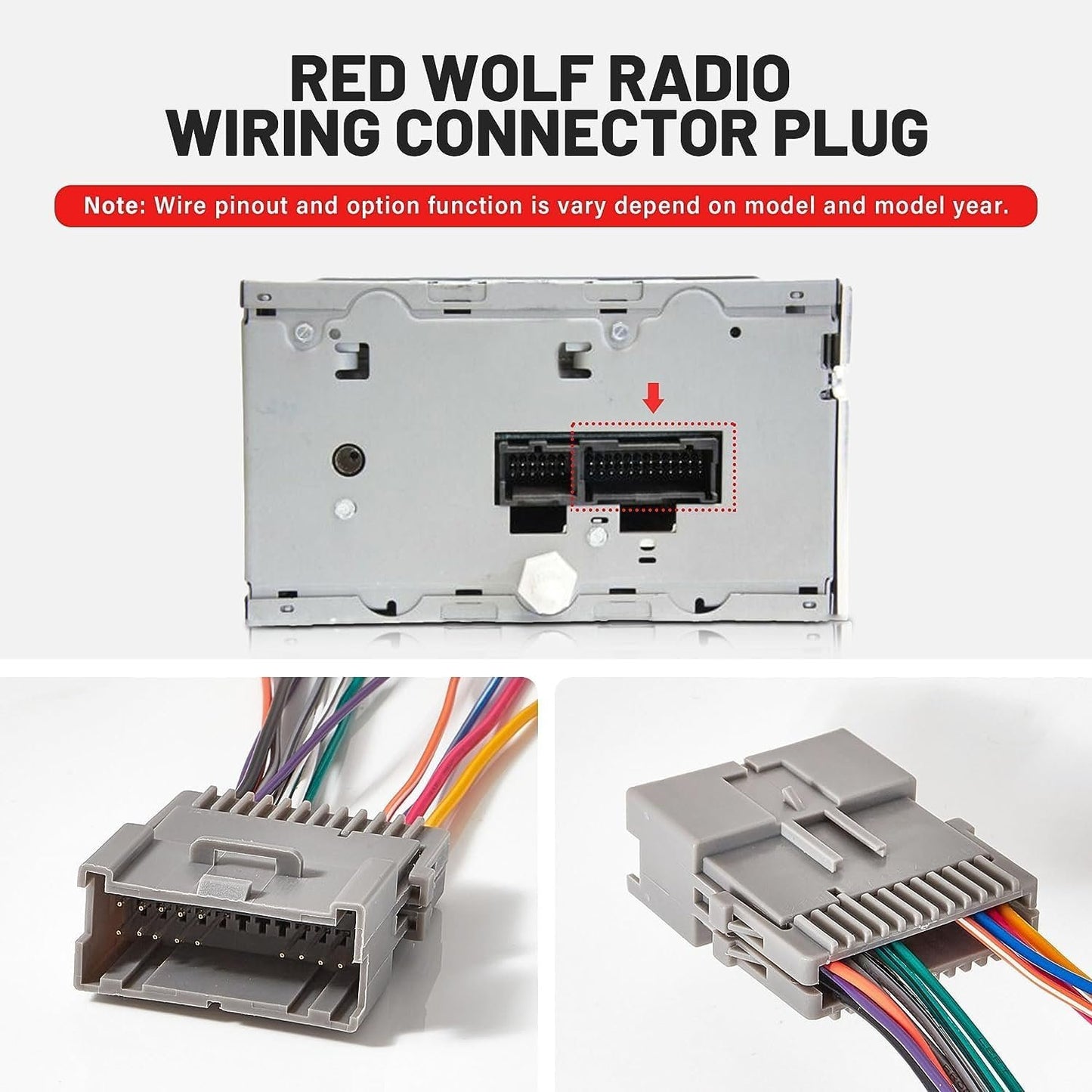 RED Wolf Car Radio Wiring Harness w/Antenna Adapter Compatible with 2002-2008 GM Chevy Silverado Impala GMC Sierra Buick Aftermarket Stereo CD Receiver Wire Cable Aerial Connector Plug