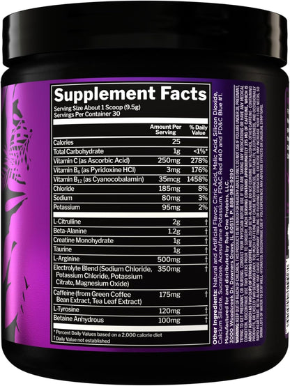 Rule1 R1 Roar Ferocious Pre-Workout Powder 285 g, Wild Grape (30 Servings)