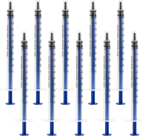 10Pcs 1ml Plastic Syringe Measuring Syringe Reusable Syringes Without Needle Colostrum Syringe Sterile for Baby Medicine Pets Feeding Watering Pipette Shooters Glue Applicator Oil Liquid Scientific