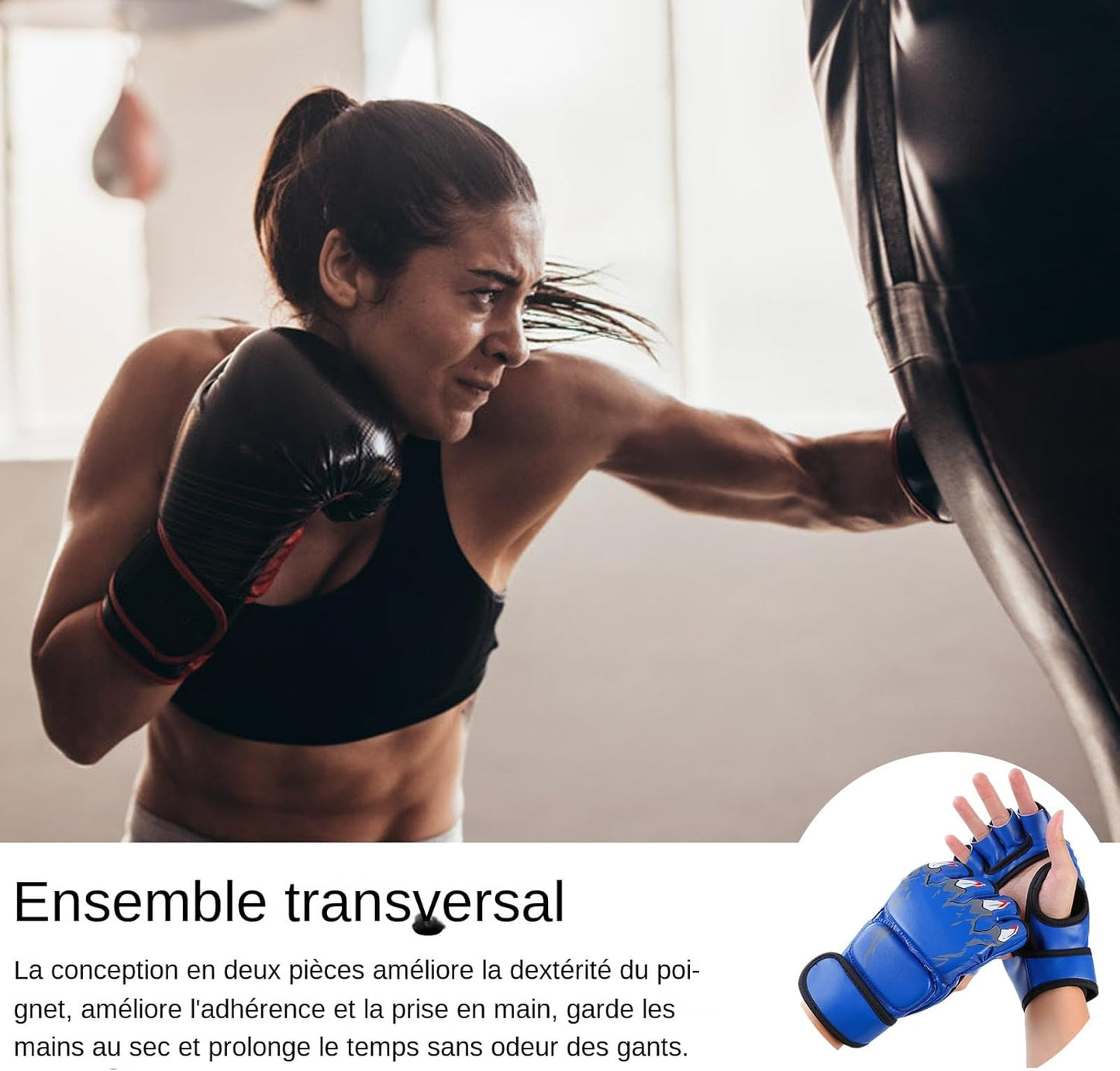 Boxing Gloves, Grappling Sparring Gloves, Half Finger Mitts, Adjustable Boxing Mitts, Wrist Support Gloves, Kickboxing Training Gloves, Gage Fighting Gloves, Punching Bag Workout Gear, Sparring Traini