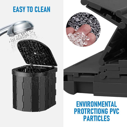 Aumerage Portable Folding Waterproof Camping Toilet with Lid & Carry Bag, Compact Travel Toilet for Camping, Hiking, Boat, Beach, Traffic Jam, Car and Outdoor Adventures (Black)