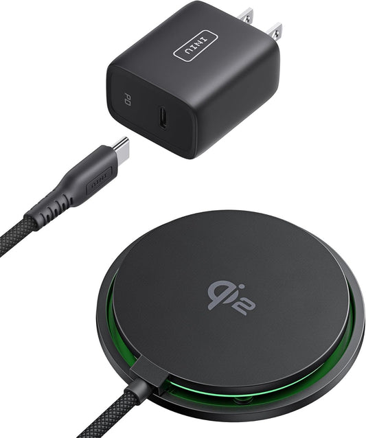 INIU for MagSafe Charger, 15W Qi2 Certified Magnetic Wireless Charger, Slimmest Mag Safe Charging Pad with Cooling Fan, iPhone Charger Fast Charging, for iPhone 16 15 14 13 12 Series (with Adapter)