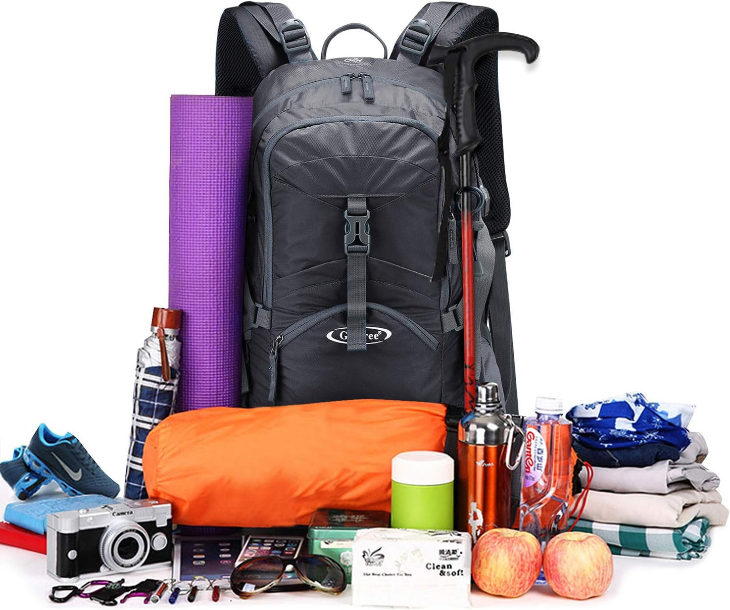 G4Free 45L Hiking Travel Backpack Waterproof with Rain Cover, Outdoor Camping Daypack for Men Women