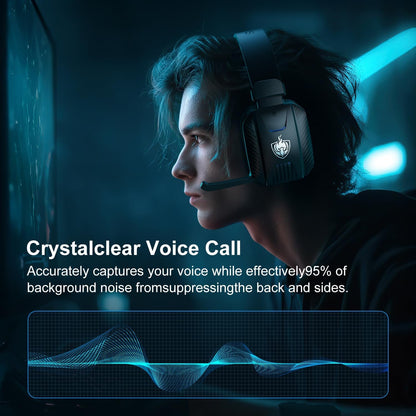 YOTMS 2.4GHz Wireless Gaming Headset for PS5, PS4, PC, Switch, Over Ear Gamer Headphones with Noise Canceling Mic, 7.1 Surround Sound, 30+Hr Battery, Bluetooth 5.3 for Phone/Laptop/Tablet/Mac (Black)