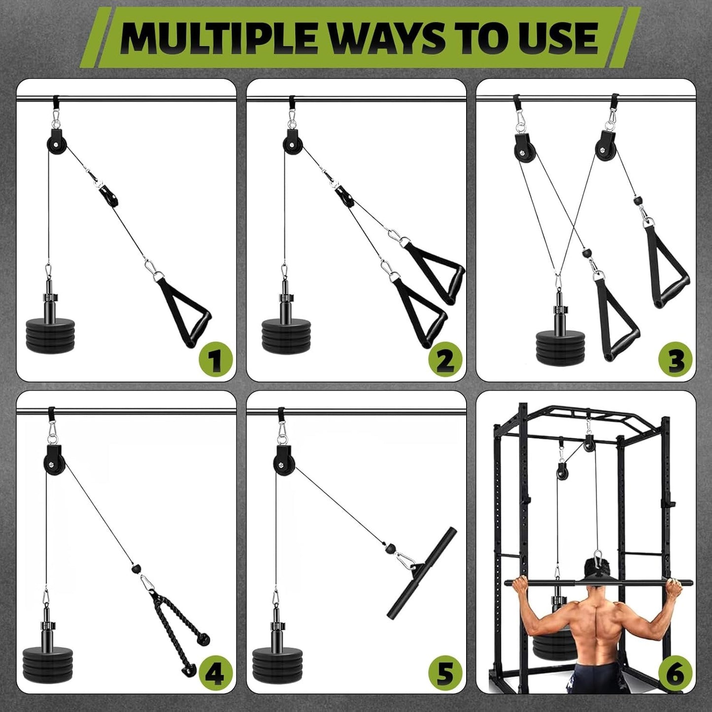 BBTEQEKN Weight Cable Pulley System Gym, Upgraded Fitness LAT and Lift Pulley System Attachments for LAT Pull Down, Biceps Curl Workout, Tricep, Home Gym Gravity Pulley System Set.