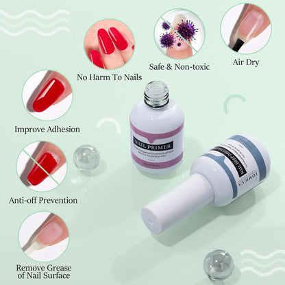 TOMICCA Professional Natural Nail Dehydrator and Primer for Nails 0.5 oz / 15 ml Quick Air Drying for Acrylic Powder and Nail Polish UV Gel Gift Box
