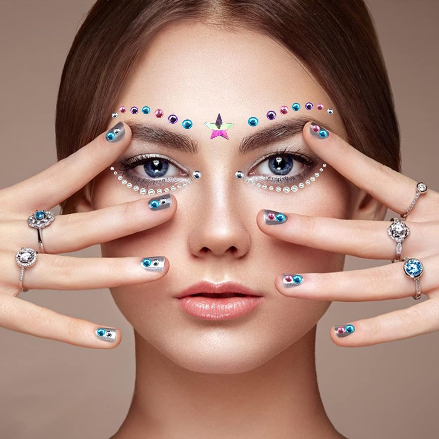 6 Sheets Rhinestone Stickers for Face Eyes Body Set, Self Adhesive Gem Stickers for Women Festival Accessories, Crystal Stickers for Rhinestones Make Up Nail Art Decorations