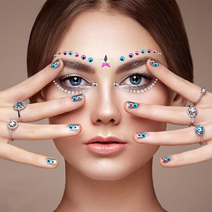 6 Sheets Rhinestone Stickers for Face Eyes Body Set, Self Adhesive Gem Stickers for Women Festival Accessories, Crystal Stickers for Rhinestones Make Up Nail Art Decorations