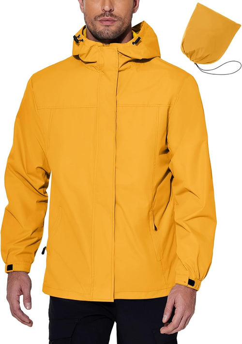 COOFANDY Men Rain Jacket Waterproof With Hood Lightweight Packable Raincoat Windbreaker For Cycling Golf Travel Fishing