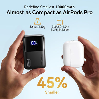 INIU 45W Power Bank, Ultra Small 10000mAh Portable Charger, USB C in&Out Fast Charging Battery Pack, Travel External Phone Powerbank Compatible with iPhone 16 15 Samsung S25 S24 Google Pixel iPad etc
