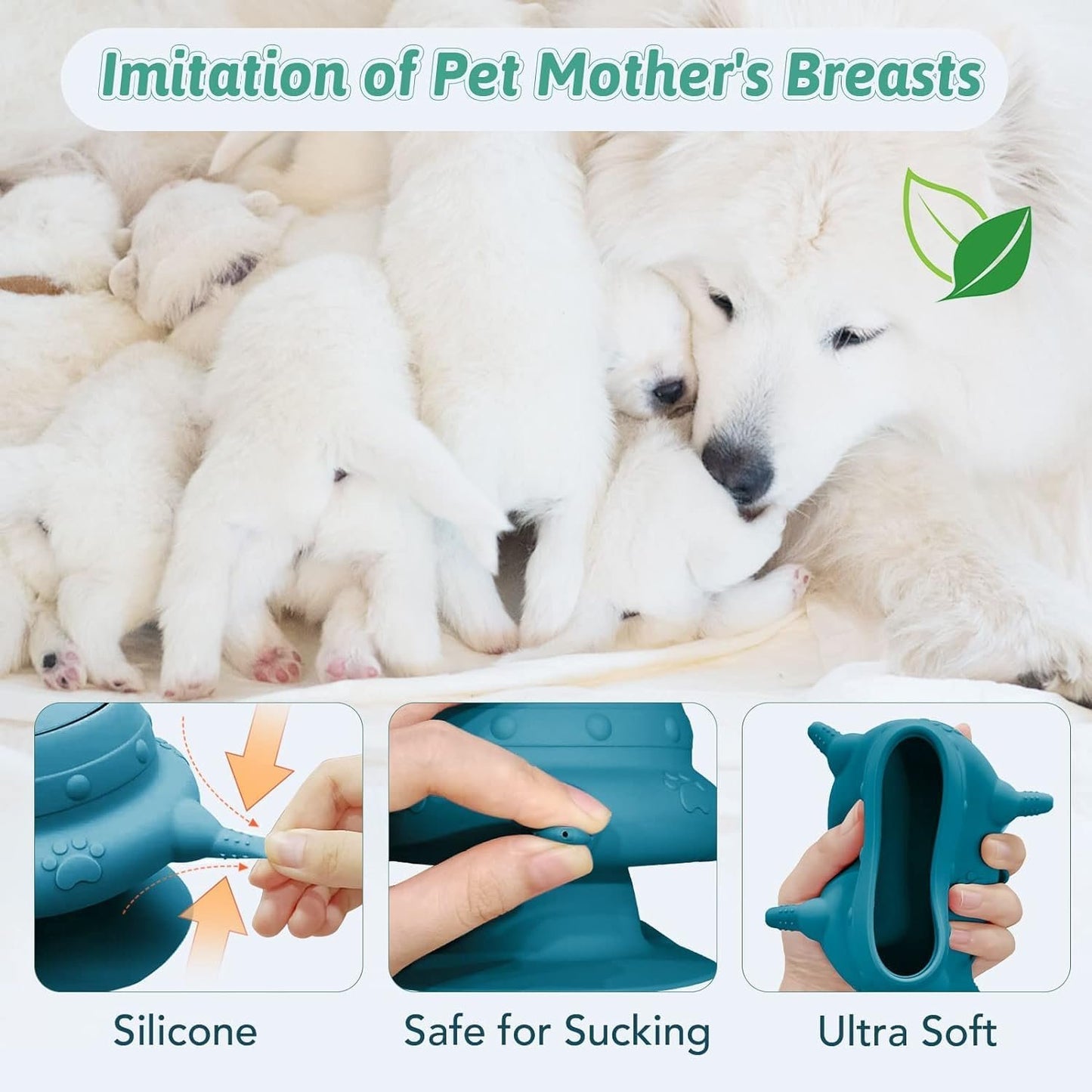 Puppy Feeder for Multiple Puppies, 4 Teats Puppy Milk Feeder Puppy Nipple Feeder Silicone Puppy Nursing Station, 240ml Puppy Nursing Bottles for Kittens, Puppies, Rabbits (One Size, Blue)