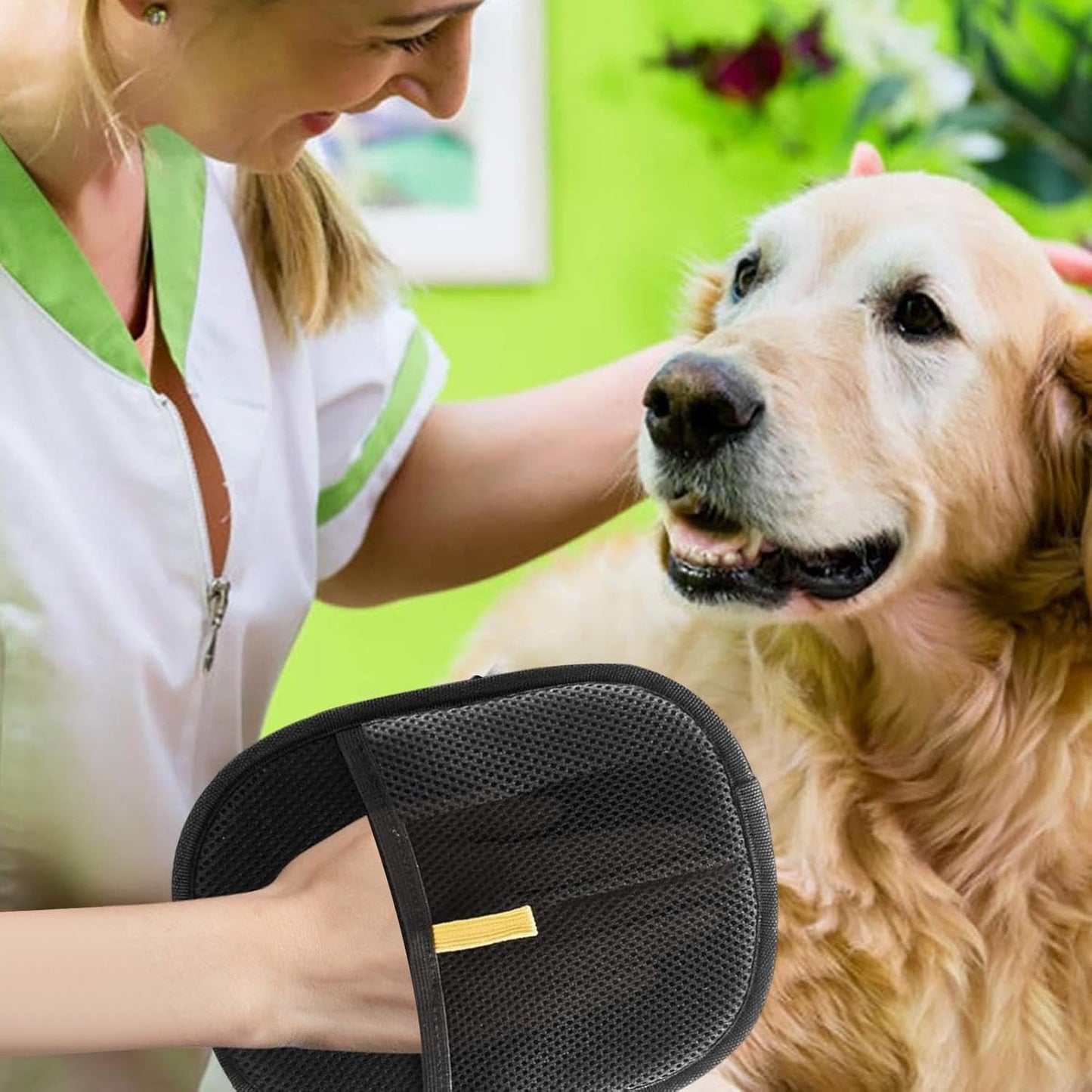 Pet Grooming Gloves, Double Sided Puppy Dematting Mitts, Hands On Silicone Hair Remover, 9.45x6.3x0.39in Multifunctional Glove Tool for Washing Deshedding and Daily Grooming