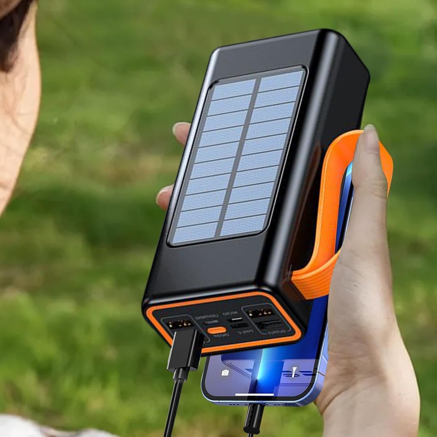 Solar Charger, Solar Panel Power Bank, Compact External Battery Pack, Portable and Fast Charging for Camping, Hiking, Backpacking, Fishing, Walking, 5.83x2.8x1.89 inches