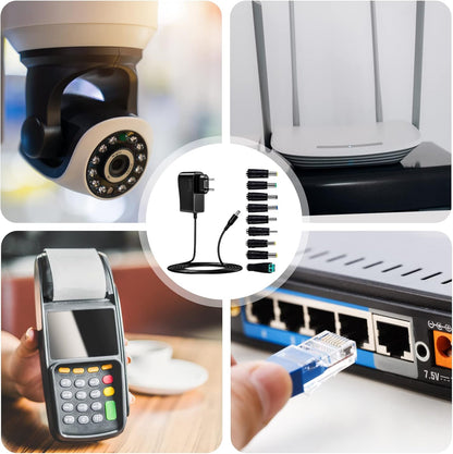 Universal AC/DC Adapter: 12V 3A 36W Power Supply Power Supply Transformer with 9 Plug Adapters, Power Driver Adapters, Home Electronics Converters and LED Strips