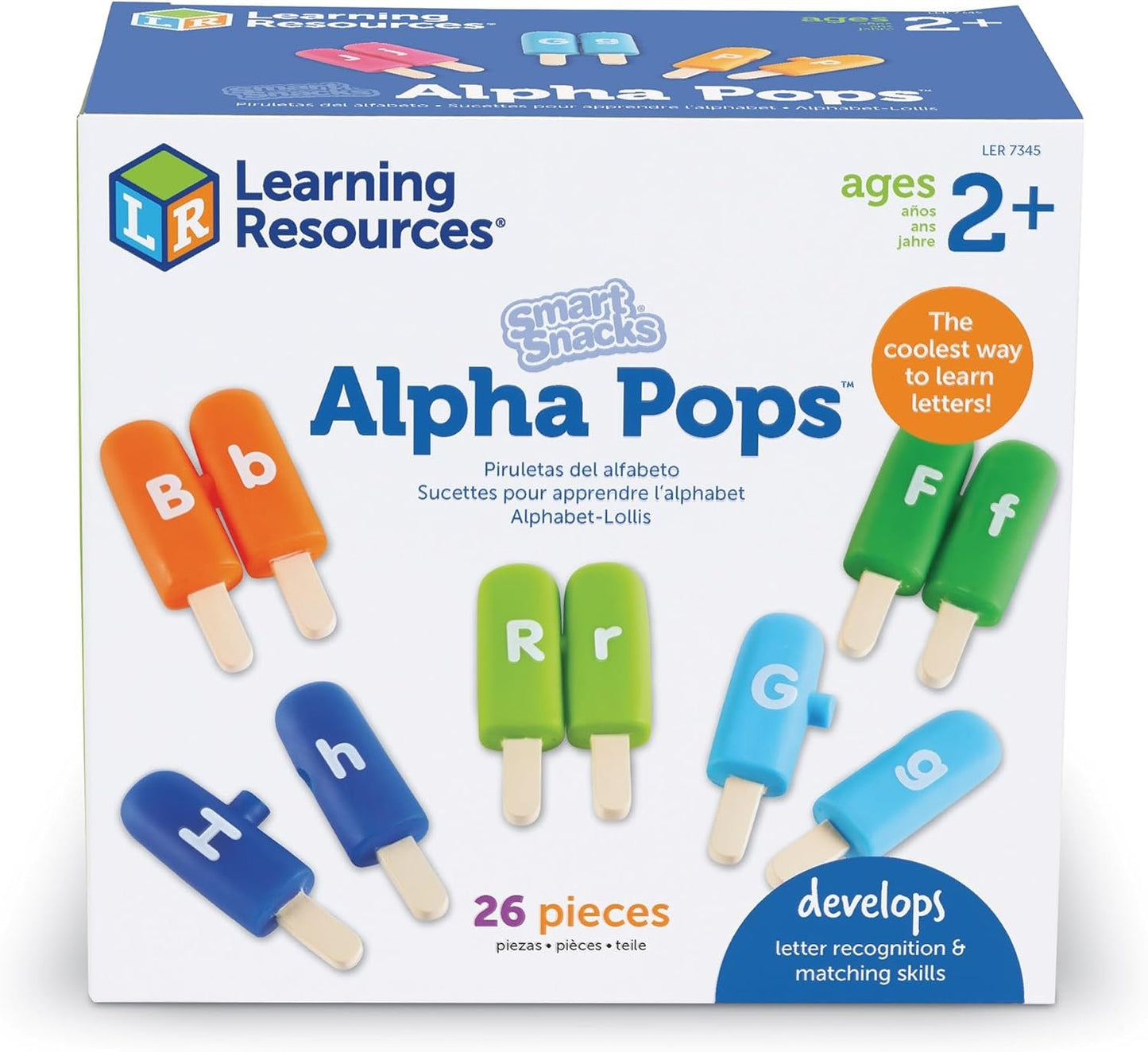 Learning Resources Smart Snacks Alpha Pops - 26 Double Sided Pieces, Ages 2+ Alphabet Learning and Fine Motor Skills Toy, Develops Letter Recognition, ABC Toys for Kids