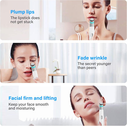 Eye Face Massager, Electric Facial Massage Wand Tool, 42℃ Heated Skin Care Device for Dark Circles and Puffiness, Smooth Lip Wrinkles, Promote Essence Absorption