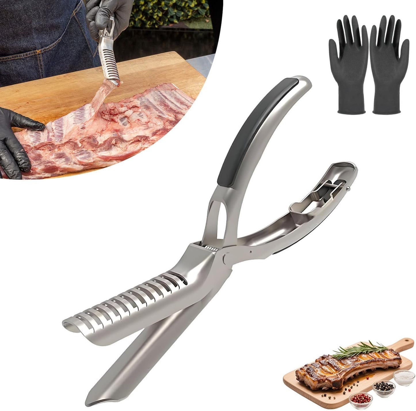 Rib Prep Tool, Rib Membrane Removal Tool, Makes Removing The Membrane So Easy, with Arc Clamp & Non-Slip Grip, Dishwasher Safe Barbecue Accessories (1 Set)