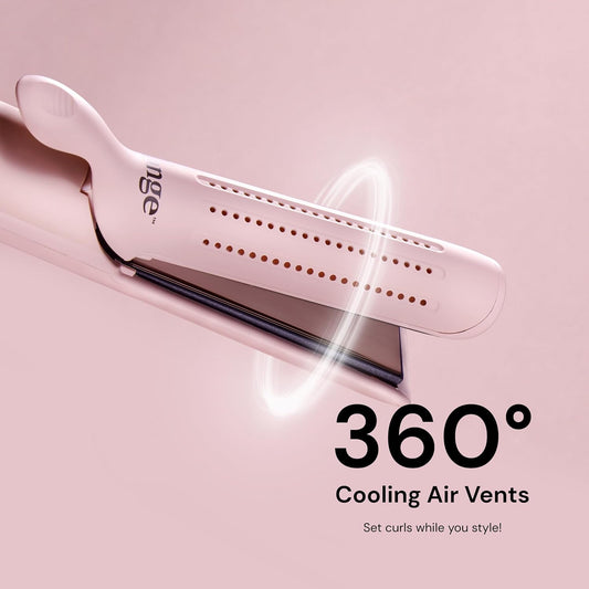 L'ANGE HAIR Le Duo Grande 360° Airflow Styler | 2-in-1 Curling Wand & Titanium Flat Iron Professional Hair Straightener and Curler with Cooling Air Vents to Lock in Style | Adjustable Temp (Blush)