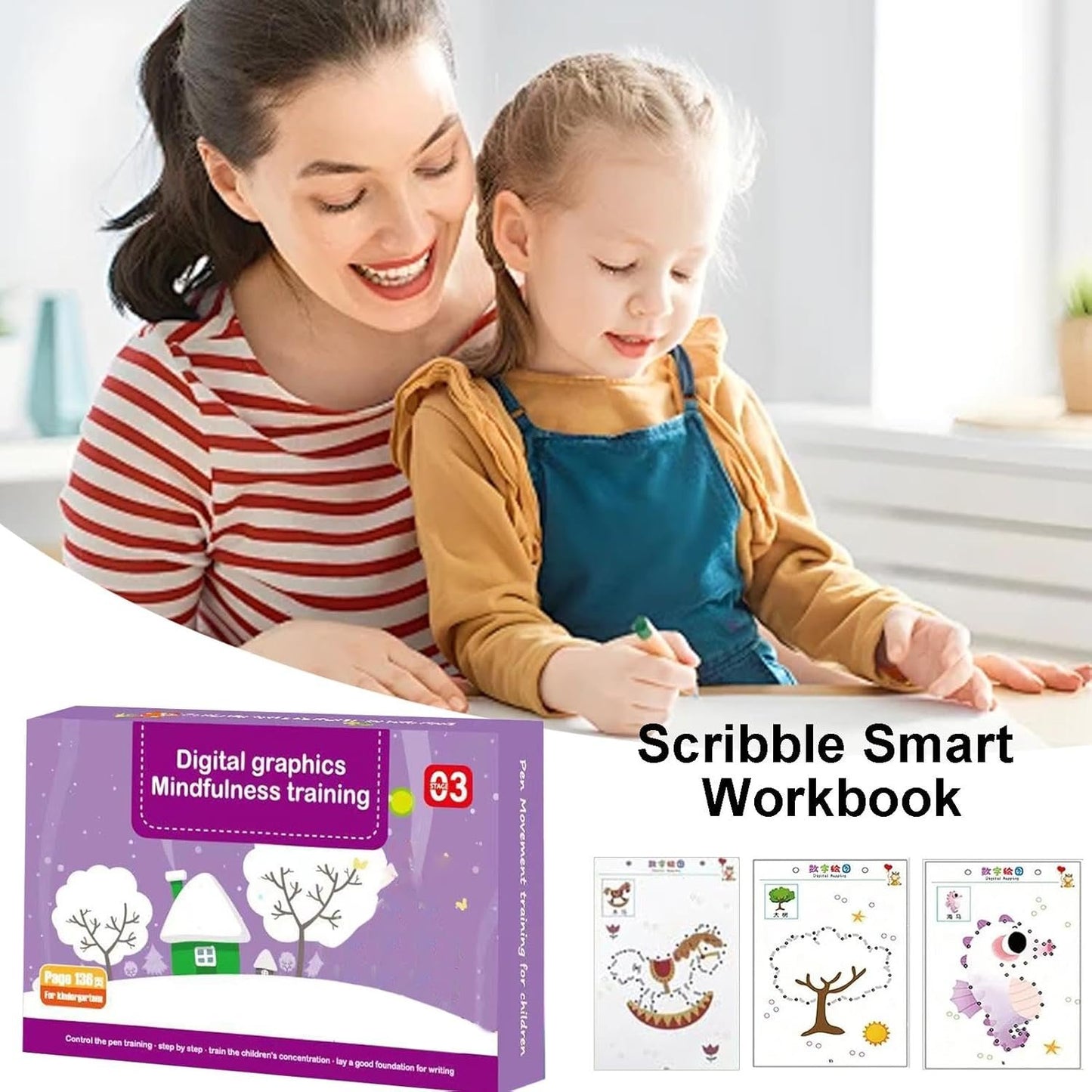Kids Handwriting Practice Workbook, Toddler Reusable Handwriting Workbook, Educational Handwriting Workbook Learning Toy, Preschool Learning Letter Tracing Books
