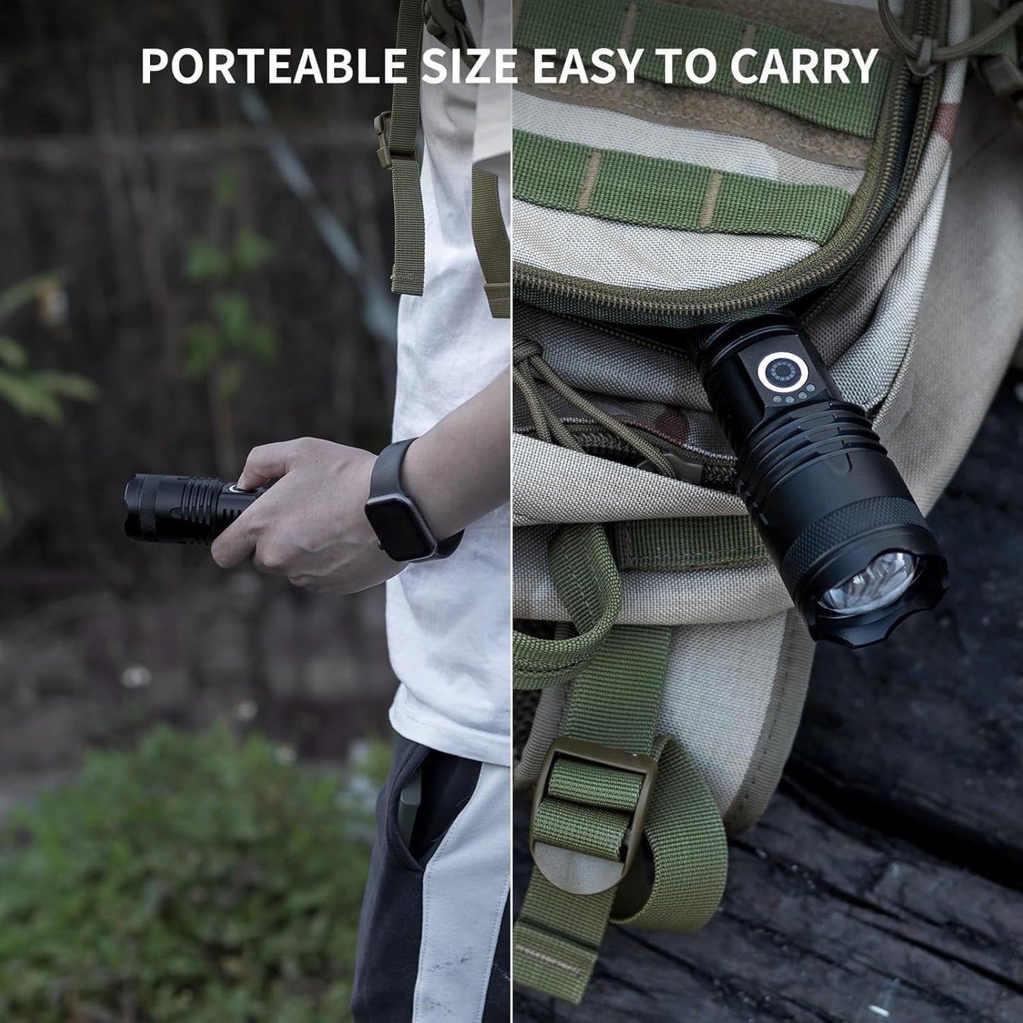 Rechargeable Flashlight 2 PCs,High Lumen Super Bright Flash Light with 15 H Long Runtime & 5 Modes,IP6 Waterproof Flashlight for Emergencies Bad Weather, Camping, Hiking