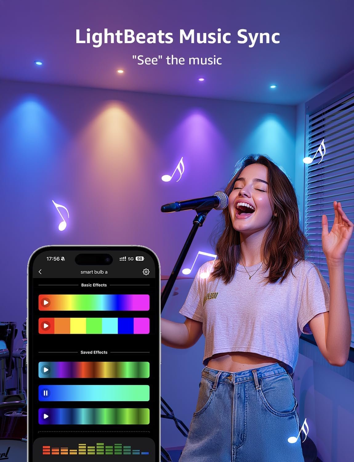 Lepro BG1 GU10 LED Bulbs, Smart Light Bulb RGBCW Dimmable Color Changing, Compatible with Alexa & Google Assistant, AI Voice Control via App, Music Sync, 2.4G WiFi Only, 4 Pack