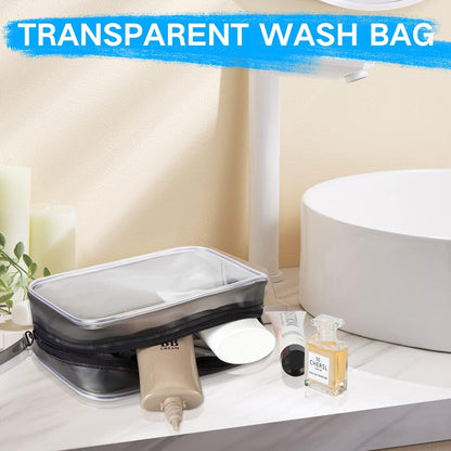 TSA Toiletry Bag, VASCHY 4 Pack Clear Makeup Bag Water Resistant Cosmetic Bag, Airline Carry on Travel Bag for Men and Women, Transparent Wash Bag, Black-Pink