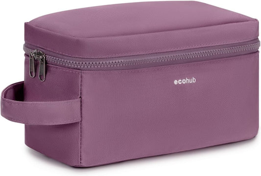 ECOHUB Travel Toiletry Bag for Men, Large Dopp Kit, Water Resistant Shaving Bag, Wet and Dry Separation Toiletry Bag, Portable Toiletry Organizer Bag for Toiletries Cosmetics Accessories Gifts, Pink