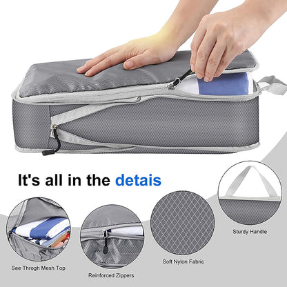 Packing Cubes 6PCS Compression Packing Cubes Extensible Organizer Bags for Travel Suitcase Luggage Organization Organiser Set Travel Luggage Packing for Travel or Home Storage Black