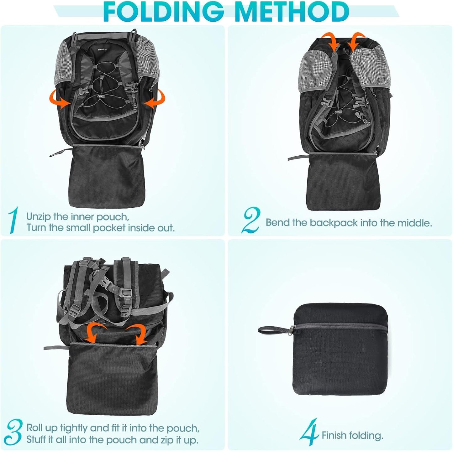40L Hiking Backpacks, Packable Travel Backpack, Water Resistant Lightweight Foldable Daypack for Outdoor Hiking Climbing