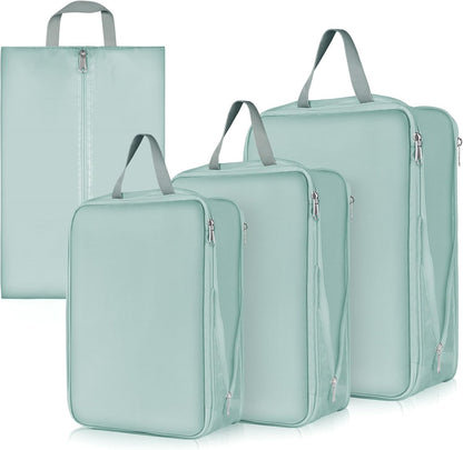 OSDUE Suitcase Organizer, 4 Pieces Travel Cube System, Separators Travel Pouches, Travel Organizer, Clothing Underwear Footwear Organizers Sacks Storage Suitcase Set, Dark Grey