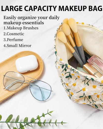 TPZORJX Toiletry Bag for Women Clutch Makeup Bag with Zipper Toiletry Bag Travel Makeup Bag Cosmetic Organizer Beauty Case Travel Makeup Bag Daisy Pattern