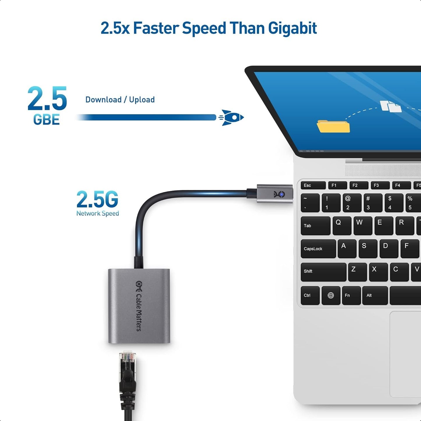 Cable Matters USB C to Ethernet Adapter 2.5 Gigabit with Charging 100W, USB C Hub 2.5gb Ethernet (2.5gbps Ethernet Port) - Compatible with MacBook Pro, iPad Pro, XPS, Microsoft Surface Pro