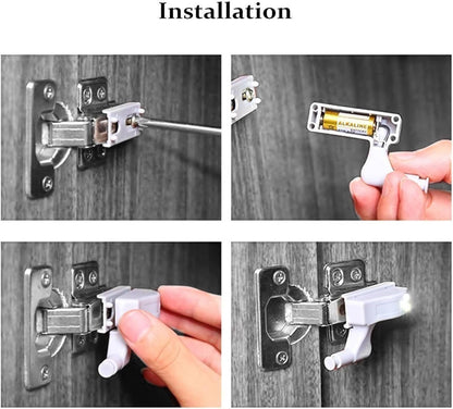 Joyzan Cabinet Hinge LED Light, Sensor Lights Universal Cupboard Light Smart Touch Induction for Modern Kitchen Home Lamp Closet Night Lamps Under Wardrobe Living Room Bedroom 10PCS Warm or White
