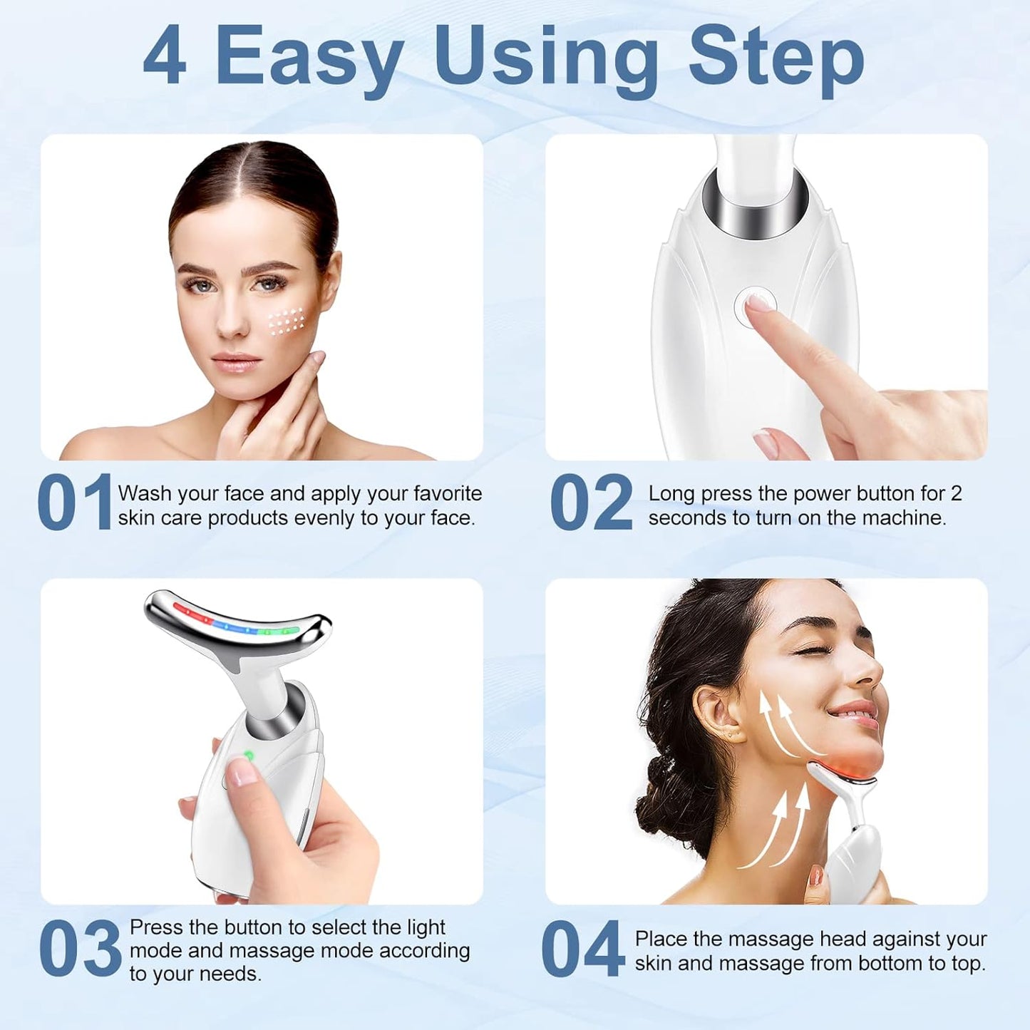 Face Massager, 3-in-1 Anti Wrinkles Facial and Neck Massager, Face Sculpting Tool, Electric Face Neck Lifting Massager with 45 ±5℃ Heat & 3 Massage Modes Skin Care, Improve,Tightening and Smooth