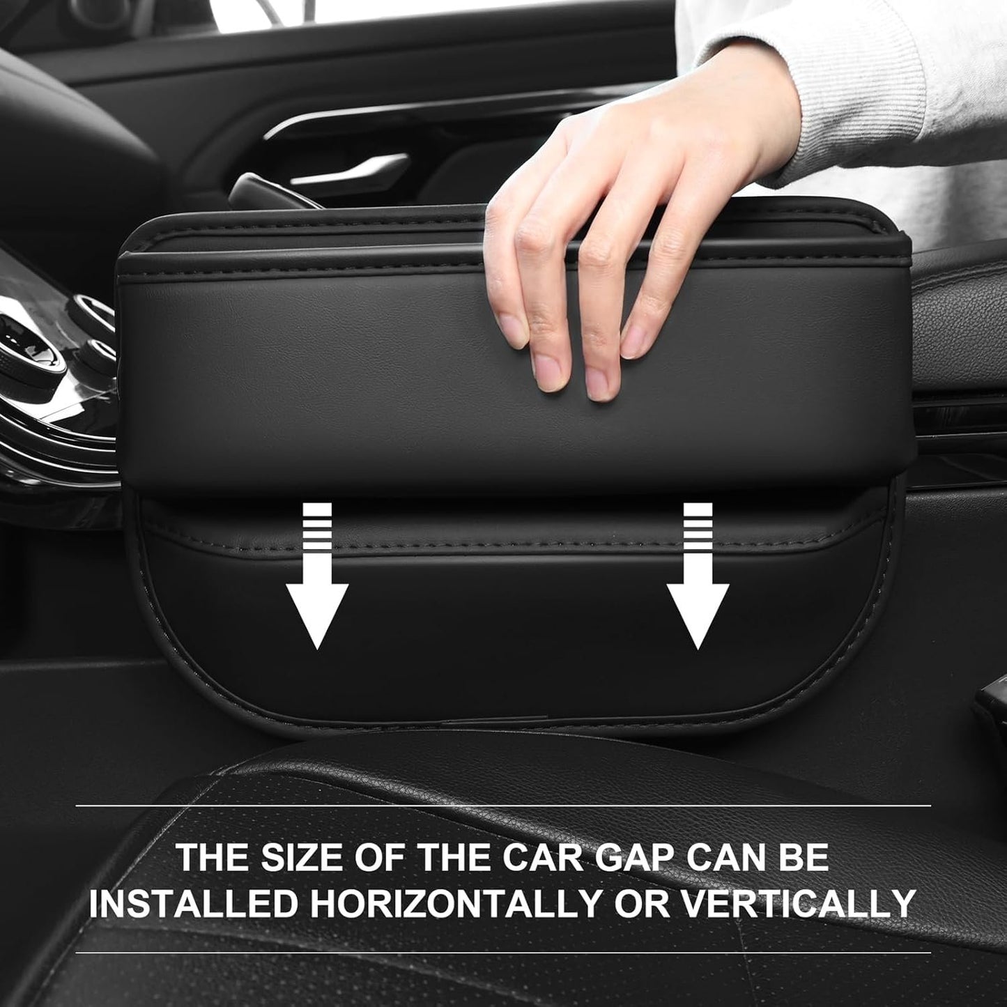 Feitxwai Car Seat Gap Filler, Car Seat Gap Organizer, Car Seat Storage Box Leather Car Seat Gap Filler, Car Seat Gap Pocket, car accessories, car gap filler, accessoire voiture(Black 1PCS)