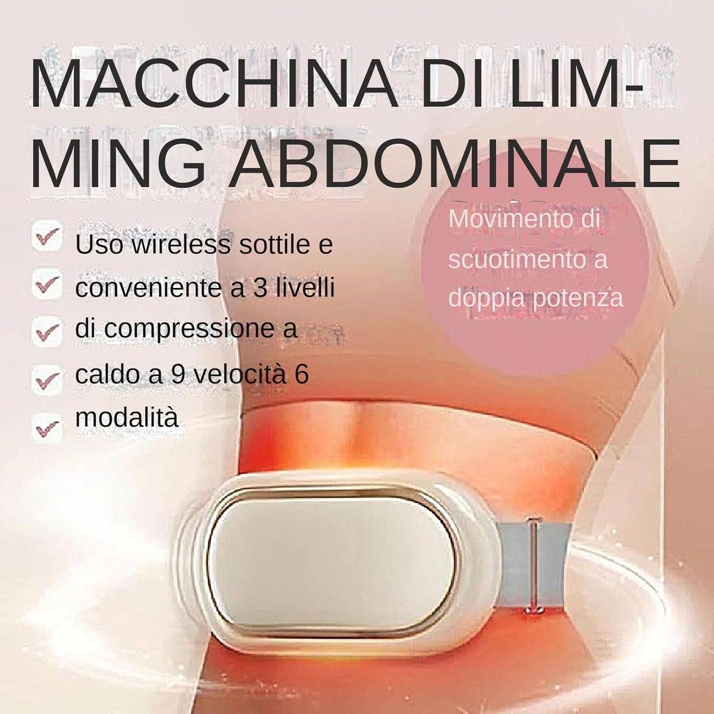 Cintura Dimagrante - Attrezzo Elettrico Addominale | Cintura Dimagrante Portatile per Rafforzare i Muscoli del Core, Bruciare i Grassi, Rassodare, Modellare e Scolpire.