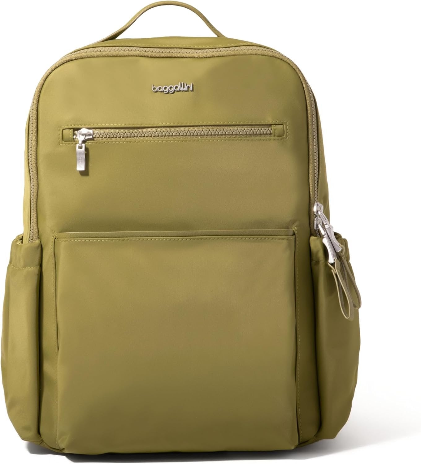Baggallini Tribeca Expandable Travel Laptop Backpack Water-Resistant Nylon Work Bag w/Organization, Padded Sleeve & RFID Tech, Sage Twill, One Size