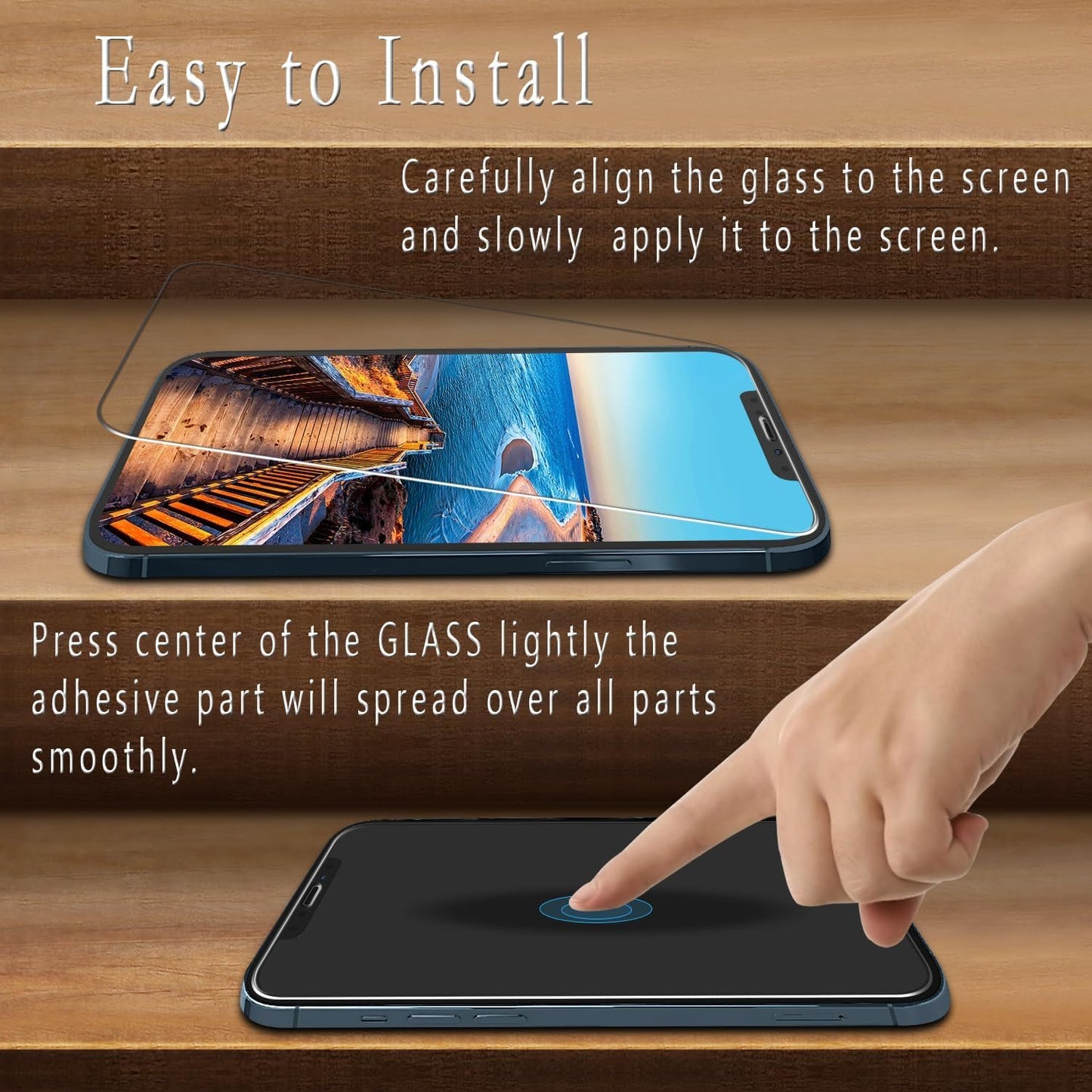 HPTech 2-Pack Screen Protector for iPhone 12 / iPhone 12 Pro 6.1-inch Tempered Glass, Case Friendly, Easy to Install