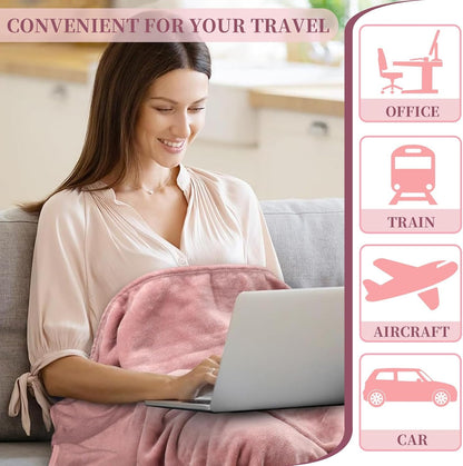 2 In 1 Travel Blanket Pillow, Portable Soft Travel Pillow Blanket, Folding Flannel Blanket for Airplane Car Long Trip, Multi-functional Travel Essentials, Comfortable Blanket for Outdoor Camping (GRY)