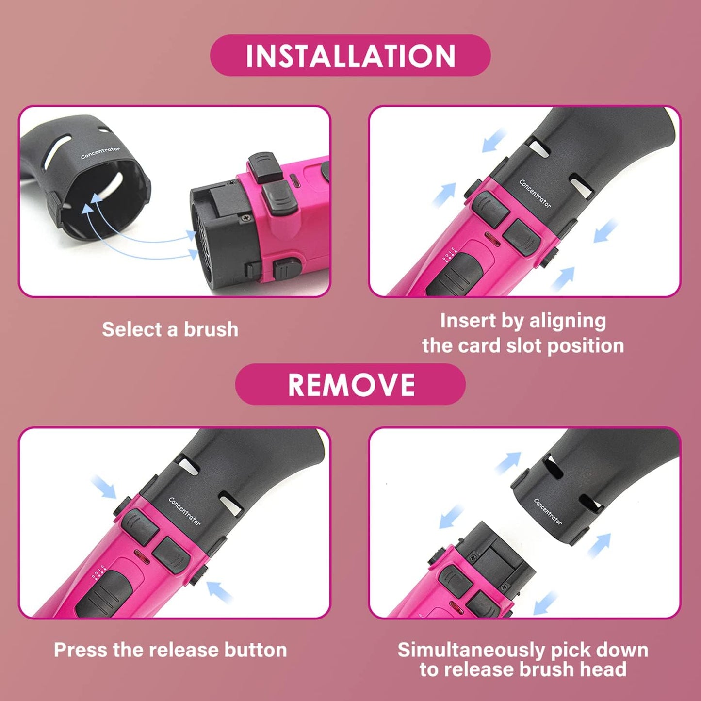 Monika 4in1 Air Styler 1200W Auto Curler Hair Dryer Brush Straightening Curling Blow Ionic Care