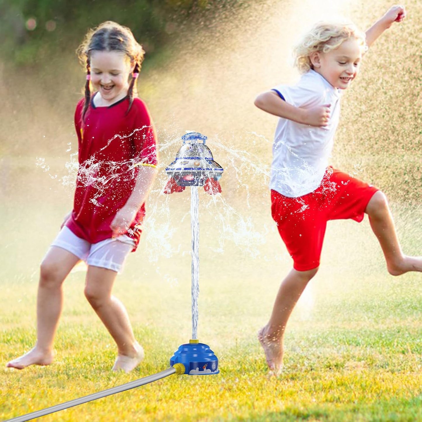 Water Sprayer Toy, Rotating Luminous Sprinkler, Interactive Water Play, Reusable Squirting Feature, Backyard Beach Pool Fun, Summer Play Equipment 7.09x7.09x9.45