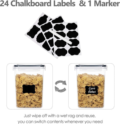 Vtopmart 14pcs Food Storage Containers Set, Kitchen & Pantry Organizers and Storage, BPA-Free Plastic Airtight Pantry Storage Container with Lids for Cereal, Flour and Sugar, Includes 24 Labels