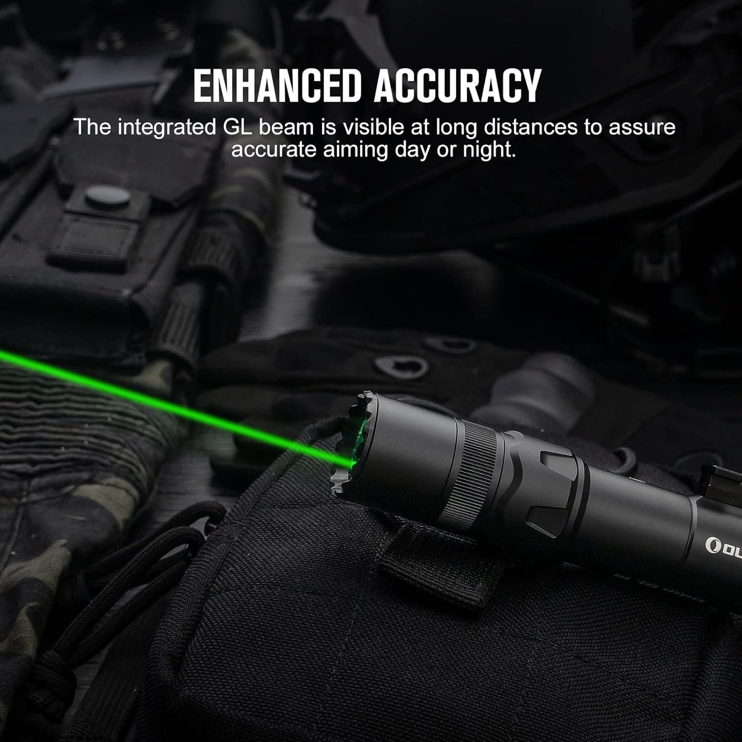 OLIGHT Odin GL M 1500 Lumens Rechargeable Tactical Flashlight, MLOK Flashlight with Green Beam and White LED Combo, Removable Slide Rail Mount, Dual-Button Remote Pressure Switch with 215 Meters Beam