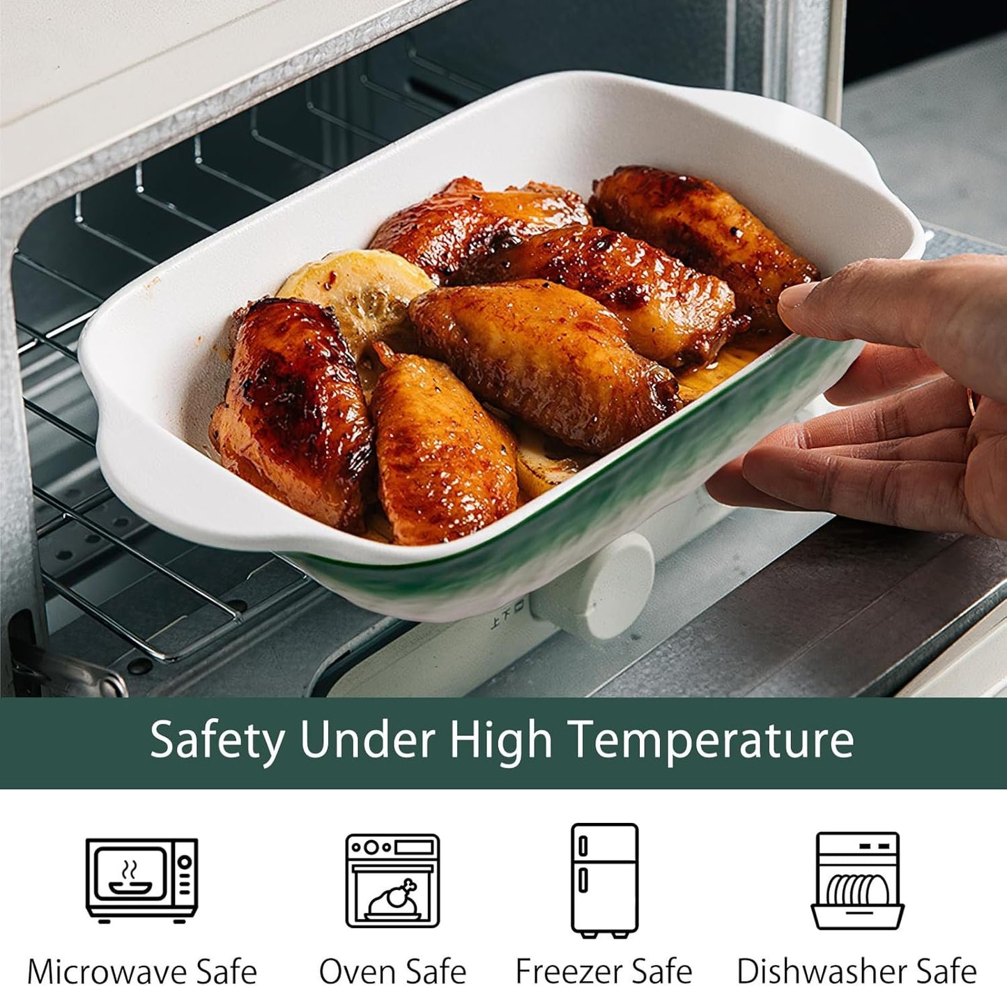 DAWRIS Casserole Dishes for Oven, 9x6" Ceramic Cookware Bakeware Sets, Porcelain Baking Dishes, Rectangular Lasagna Pans Deep with Handles for Baking Cake Kitchen, Oven Safe