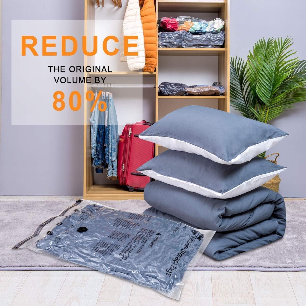 24 Pack Vacuum Storage Bags with Electric Pump, (5 Jumbo, 5 Large, 5 Medium, 5 Small, 4 Roll Up Bags) Space Saver Bag for Clothes, Mattress, Blanket, Duvets, Pillows, Comforters,Travel…